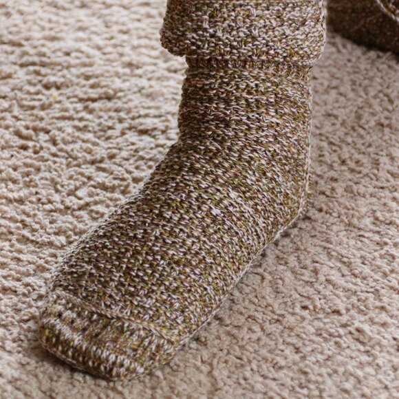 Beige Wool handmade socks NEW - Picture 3 of 4